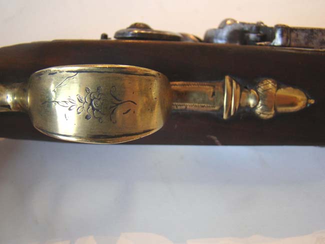 A pair of English flintlock brass barreled coaching pistols by John Bennett circa 1790 — image 8